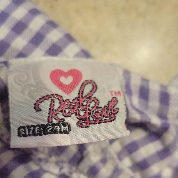 Real Love Purple Gingham Kids Dress with Floral Accents SIZE 24 Months - Picture 2 of 6